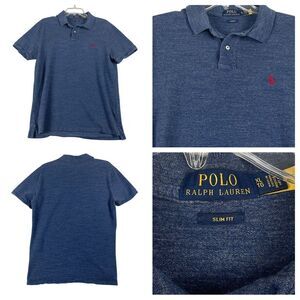Men's Polo Ralph Lauren 100% Cotton Blue Heather Polo Slim Fit XL 0302‎